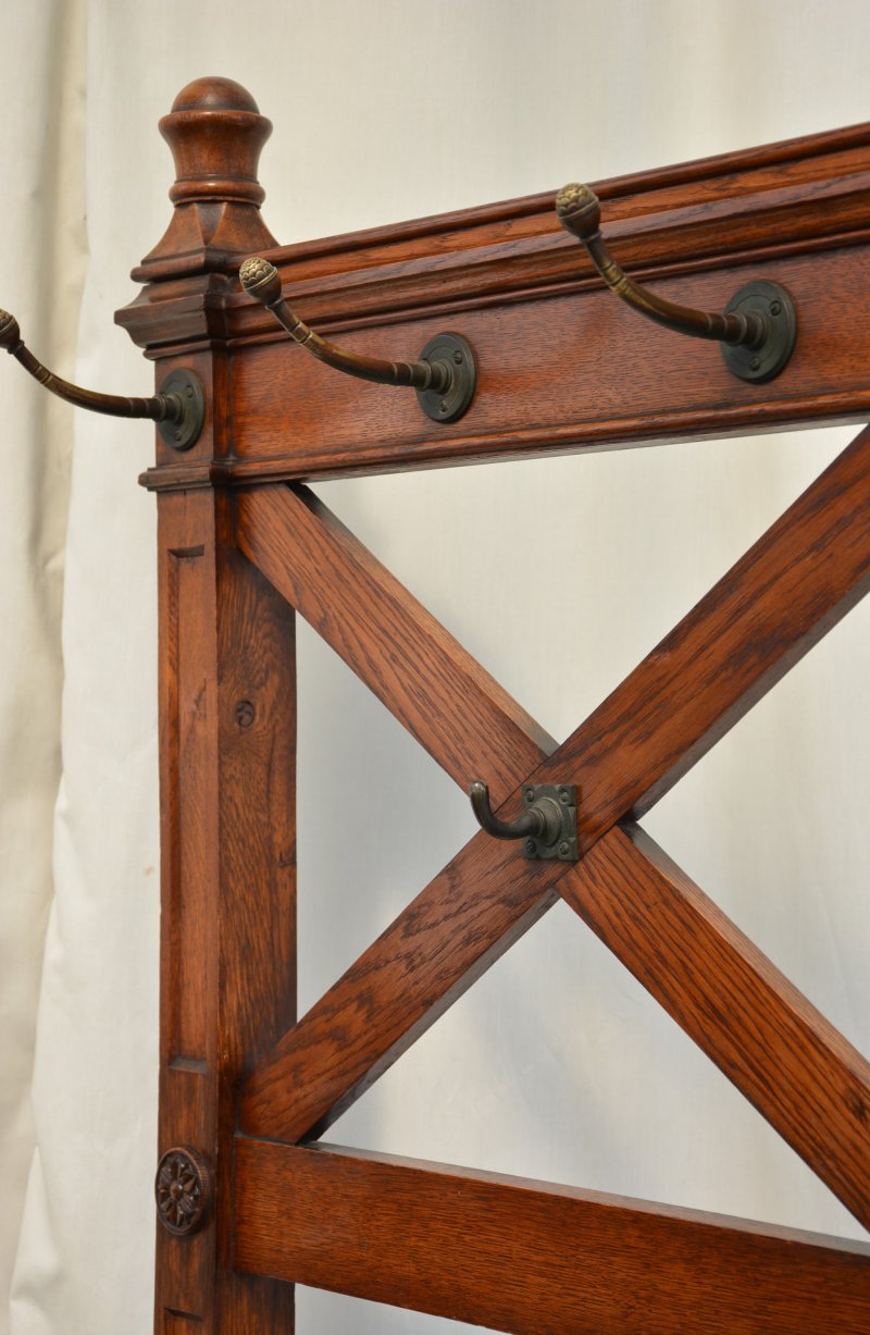 English Victorian Gothic Coat Stand Oak Hall Stand in the Manner Of Pugin - Image 7